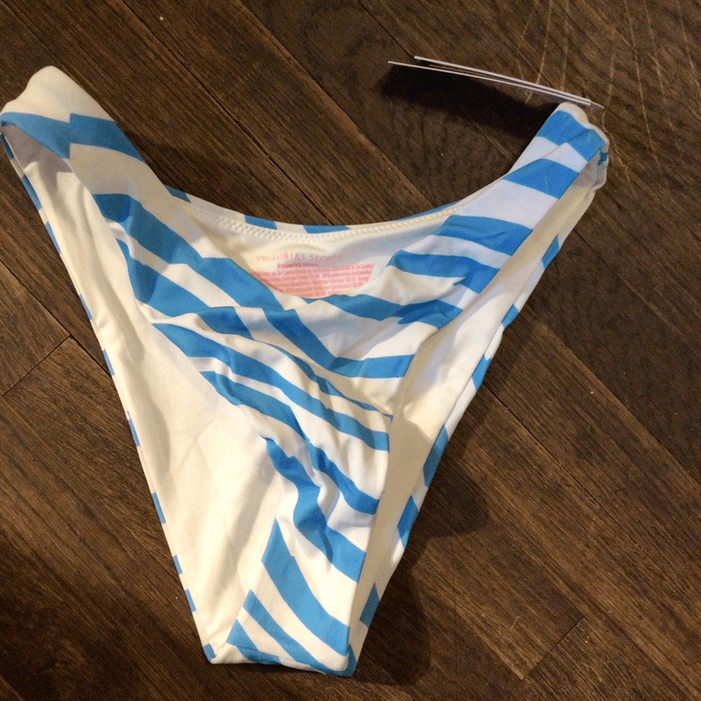 Women’s Blue & White Striped Bikini Bottom zebra